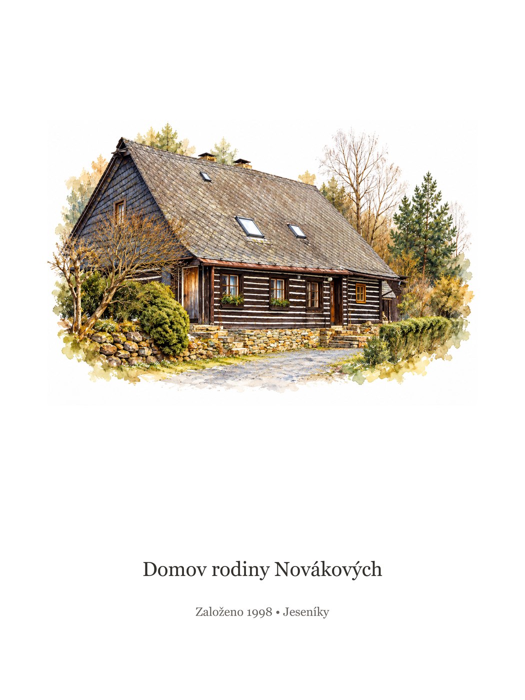 Akvarelový portrét chalupy